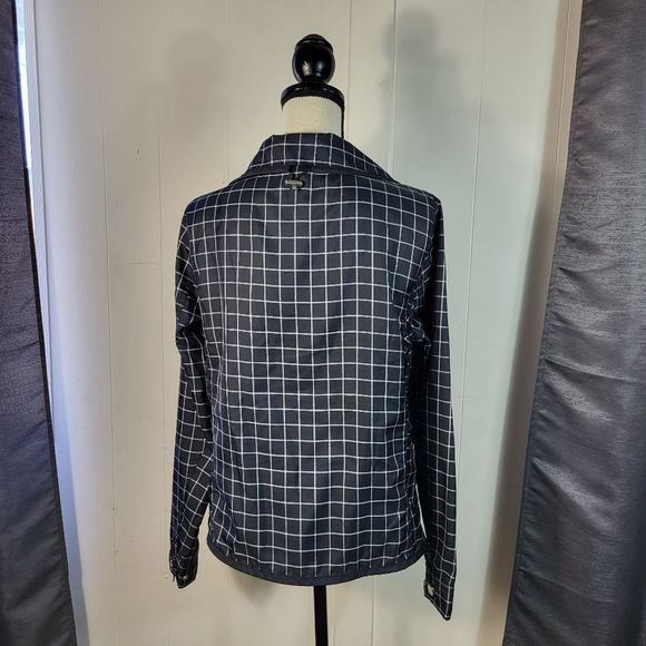 RALPH LAUREN Black White Plaid Lightweight Zip Up Windbreaker Size Medium - Picture 3 of 3